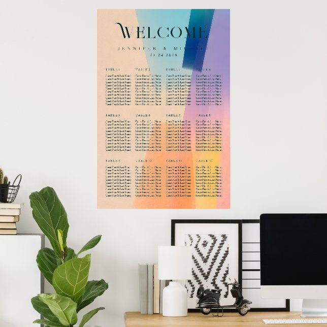 Modern Gradient Bröllopsplatskarta Poster (Hemmakontoret)