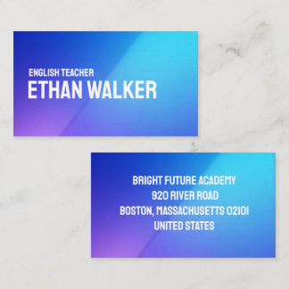 Modern Gradient English Teacher Professional Visitkort