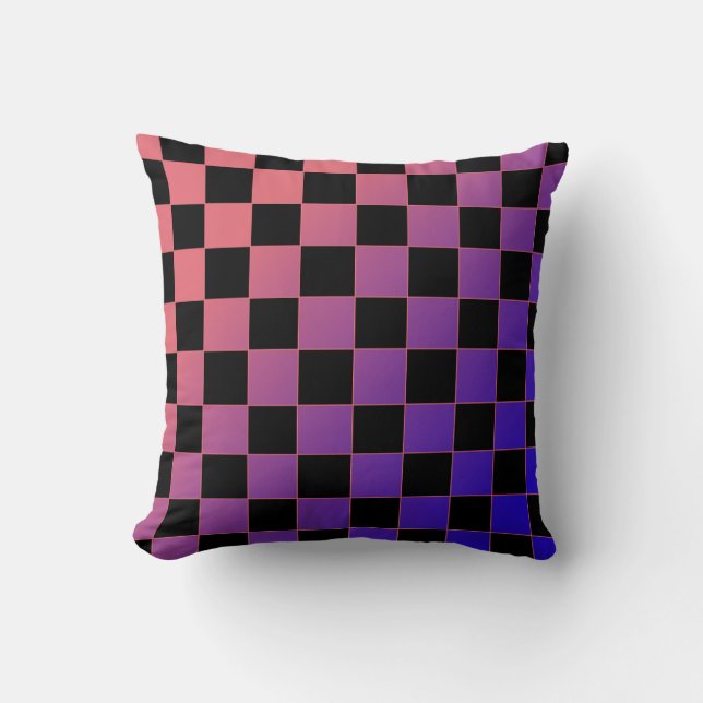 Modern Gradient Purple Pink Checkerboard  Kudde (Framsida)
