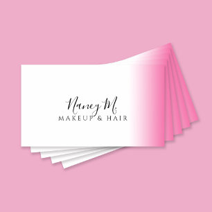Modern gradient rosa, vit makeup och hår visitkort