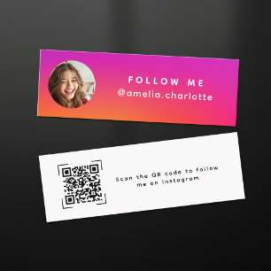 Modern Gradient Sociala Medier Nätverk QR-kod Mini Visitkort