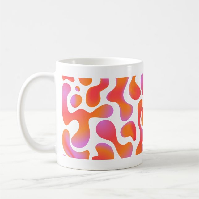 Modern gradientblobbmönster i rosa och orange kaffemugg (Vänster)
