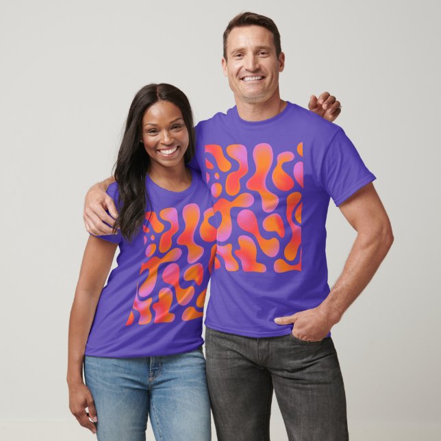 Modern gradientblobbmönster i rosa och orange t shirt (Unisex)