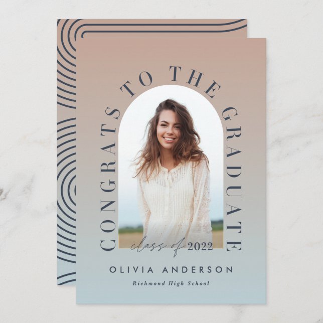 Modern gradienttypografi, fotobåge studenten (Fram/baksida)