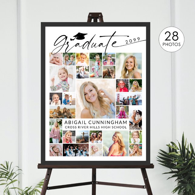 Modern Graduate 28 Photo Collage Party Display Poster (Skapare uppladdad)