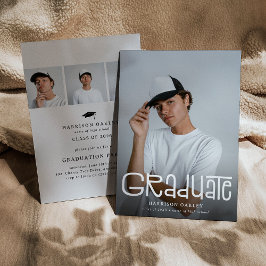 Modern Graduate 4 Photo Collage Graduation Party  Inbjudningar