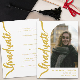 Modern Graduate Ark Foto Guld Skrift Meddelande