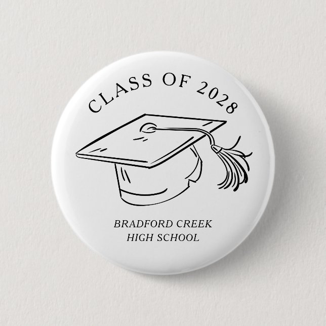Modern Graduate Cap Doodle Class of Graduation Knapp (Framsida)