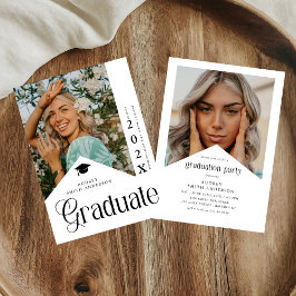 Modern Graduate Photo Graduation Party Ribbon Inbjudningar