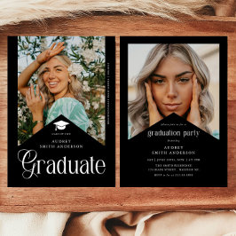 Modern Graduate Photo Graduation Party Ribbon Inbjudningar