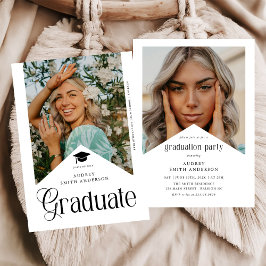 Modern Graduate Photo Graduation Party Ribbon Inbjudningar