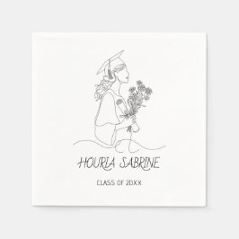 Modern Graduation Black & white line art graduate  Pappersservett