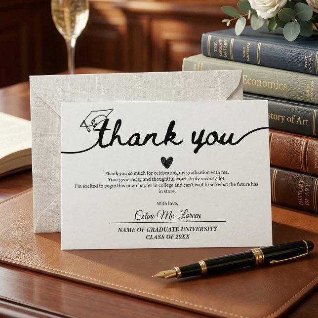 Modern Graduation Cap and Tassel Personalized  Tack Kort (Modern Graduation Cap and Tassel Personalized Thank You Card)