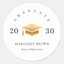 Modern Graduation Gold Cap Simple Minimal Runt Klistermärke