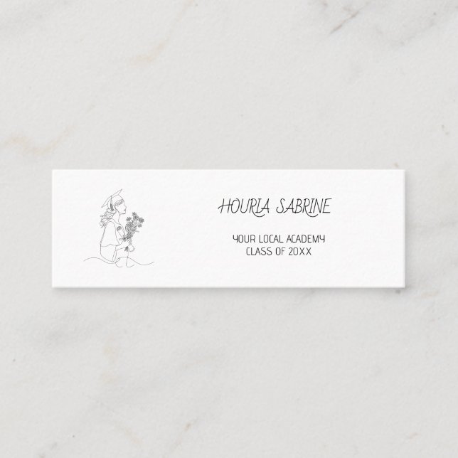 Modern Graduation line art graduate Name Card Mini Visitkort (Framsida)