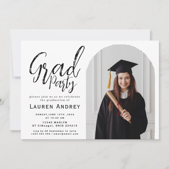 Modern Graduation Party Invitation Inbjudningar (Framsida)