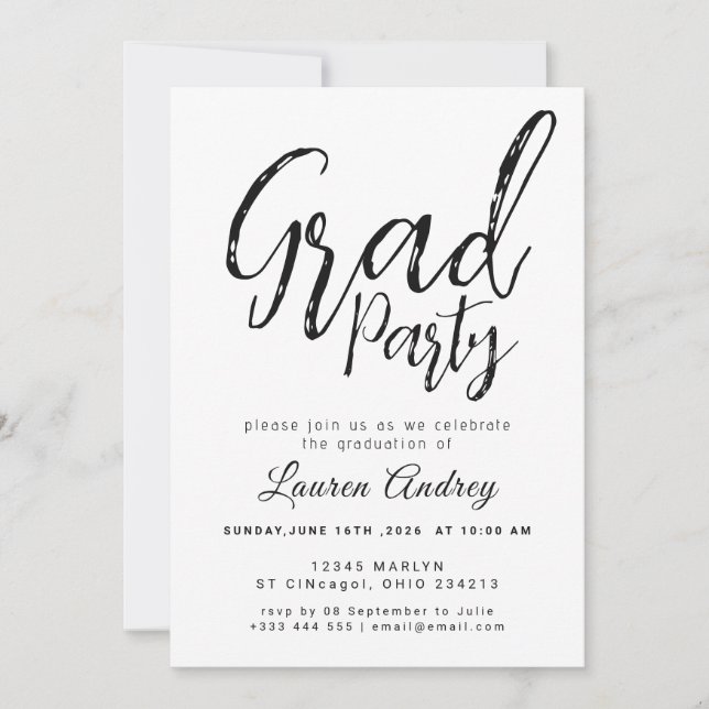 Modern Graduation Party Invitation Inbjudningar (Framsida)