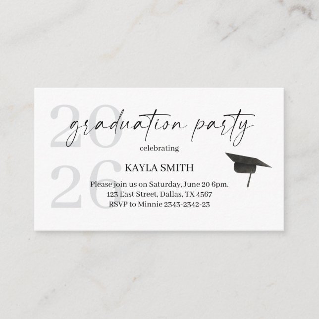 Modern Graduation Party Invitation Insert Tilläggskort (Framsida)