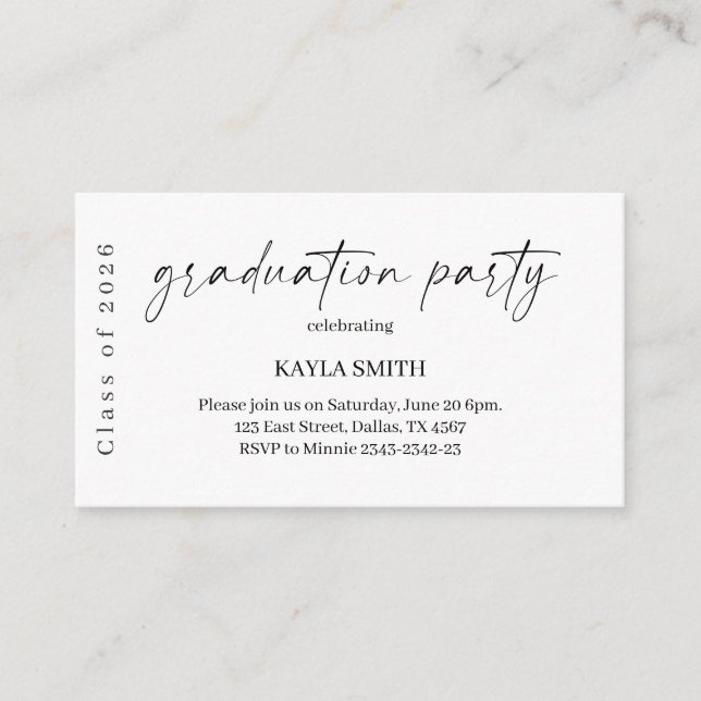 Modern Graduation Party Invitation Insert Tilläggskort (Framsida)