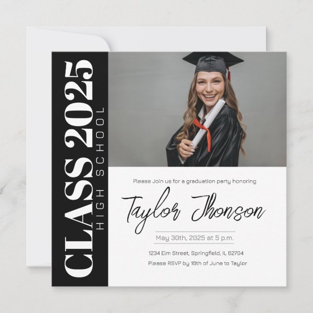 Modern Graduation Party Invitation With photo Inbjudningar (Framsida)