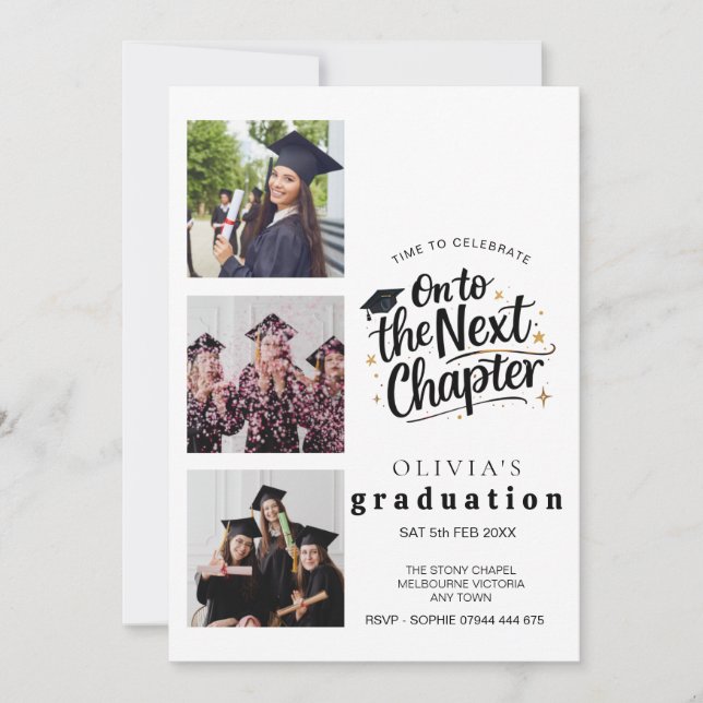 Modern Graduation Party Invitation with Photos Inbjudningar (Framsida)