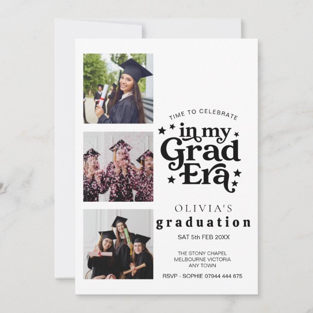 Modern Graduation Party Invitation with Photos Inbjudningar (Framsida)
