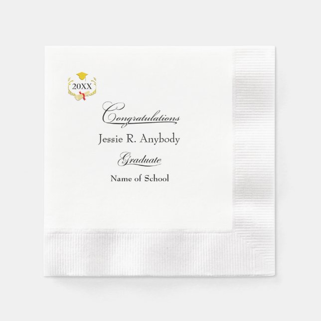 Modern Graduation Party Paper Napkin Pappersservett (Framsidan)