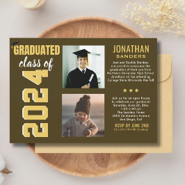 Modern Graduation Party with 2 Photos  Inbjudningar
