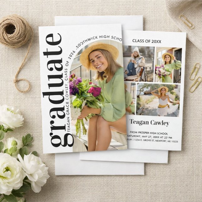 Modern Graduation Photo Collage Invitation Inbjudningar (Skapare uppladdad)