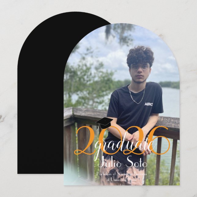  Modern Graduation Typography 2026 Script Photo  Inbjudningar (Fram/baksida)