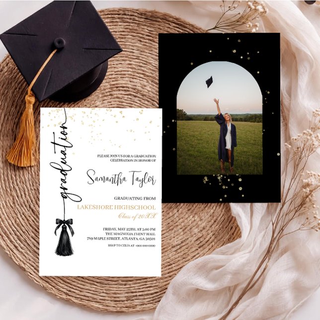 Modern Graduation with Photo Invitation Inbjudningar (Skapare uppladdad)