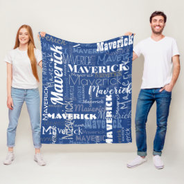 Modern Graffiti Blue Long Namn Mönster Fleecefilt