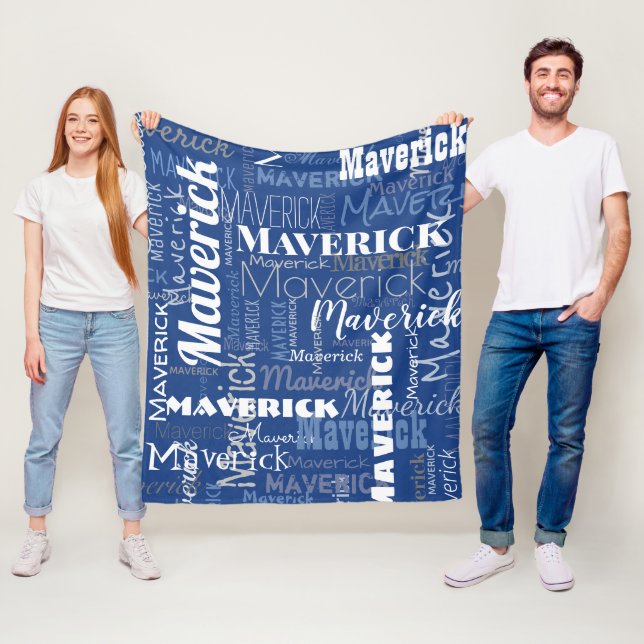 Modern Graffiti Blue Long Namn Mönster Fleecefilt (På plats)