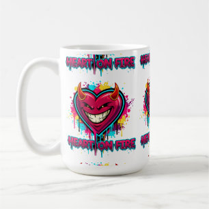 Modern Graffiti Djävulshjärta på Eld Edgy Alla Hjä Kaffemugg