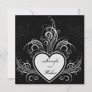 Modern Graffiti Heart Wedding bjudande Inbjudningar