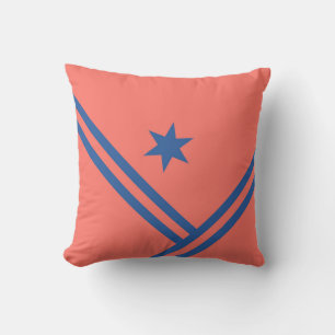 Modern grafik med Coral Blue Diagonal Rand Star i Kudde