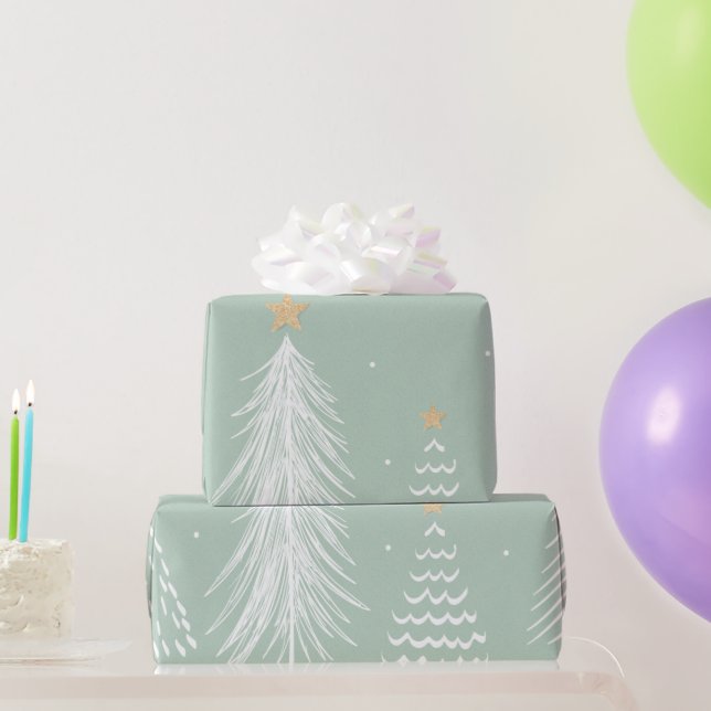 Modern grafik med vattenfärg Julgranar Presentpapper (Festgåvor)