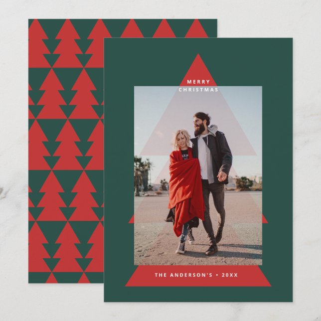 Modern grafik - minimal Julgran-foto Julkort (Fram/baksida)