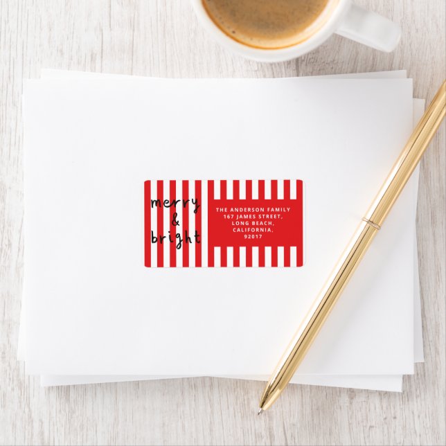 Modern grafik - minimal röd jul och vit adressetikett (Insitu)