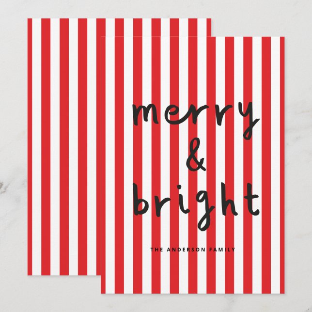 Modern grafik - minimal röd jul och vit julkort (Fram/baksida)