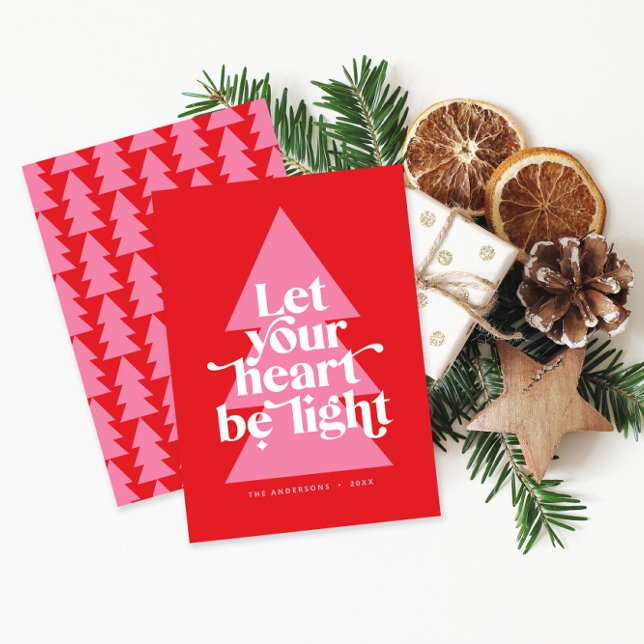 Modern grafik - minimalt julröd och rosa julkort (Skapare uppladdad)