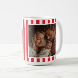 Modern grafik - minimalt Julrött, vitt foto Kaffemugg