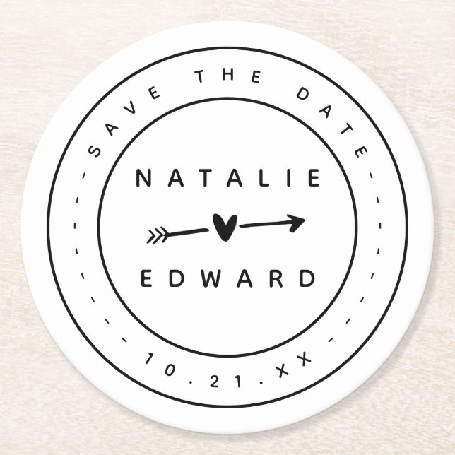 Modern, grafik spara datumet underlägg papper rund (Framsidan)