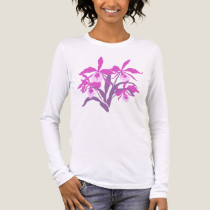 Modern grafisk kattleya stil orchid tee shirt