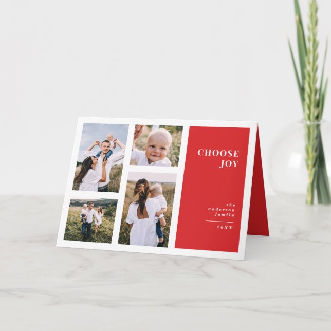 Modern, grafisk, minimal christmas-multifoto kort (Framsida)