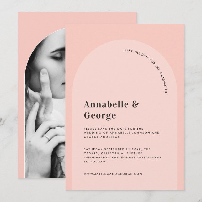 Modern grafisk typografi bröllop spara datumet (Fram/baksida)