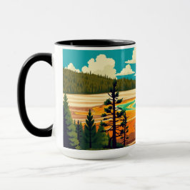Modern Grand Prismatic Spring Retro Affisch Mugg