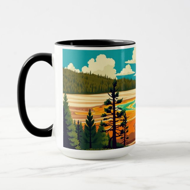 Modern Grand Prismatic Spring Retro Poster Mugg (Vänster)