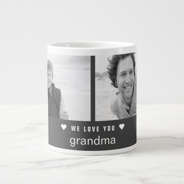 Modern Grandföräldradag Black and White Photo Jumbo Mugg (Framsidan)