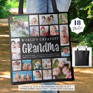 Modern Grandma 18 Photo Collage Anpassningsbar Fär Tygkasse